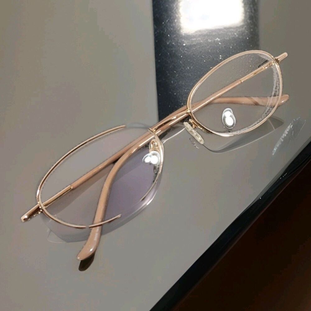 LRI R1002 Gold Metal Eyeglass Frames Only 53-18-135 Flex Hinge Unisex